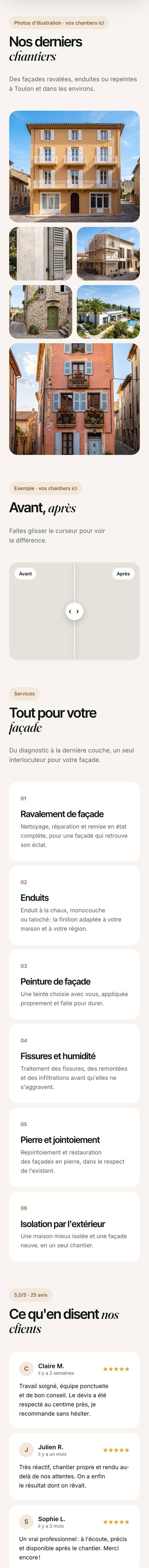 Aperçu mobile du site Façadier à Toulon