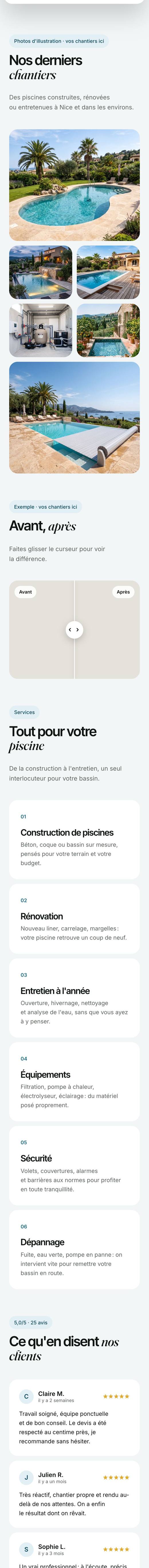 Aperçu mobile du site Pisciniste à Nice