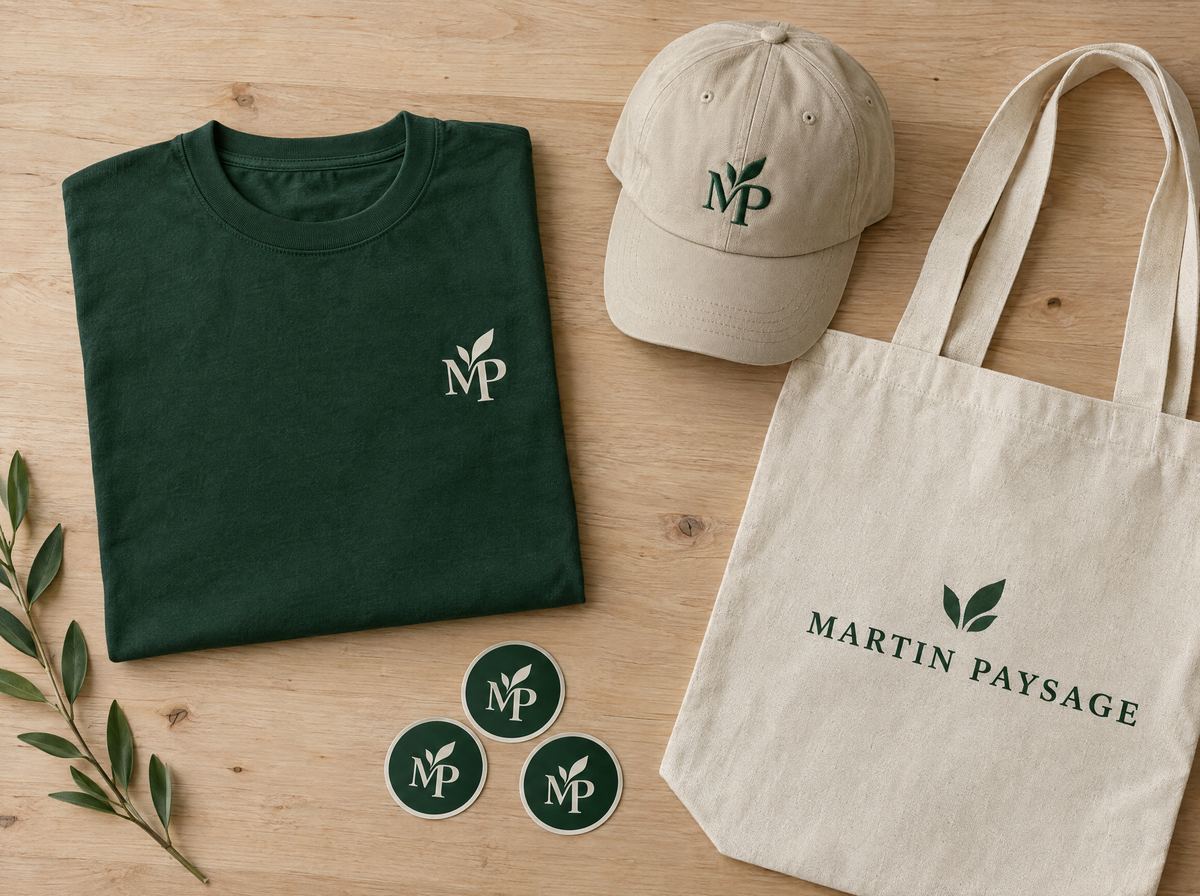 Tenues et goodies : exemple pour une entreprise fictive
