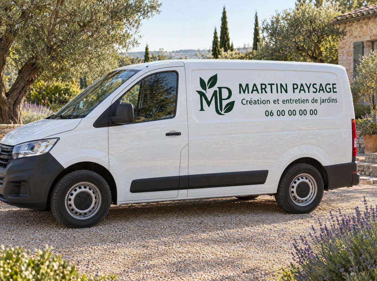 Lettrage du véhicule : exemple pour une entreprise fictive